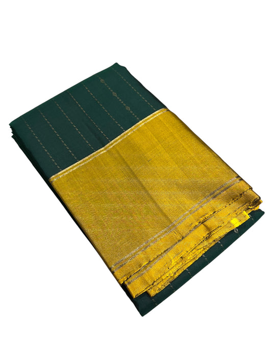 Southloom Pure Handloom Kanchipuram Silk Saree with Butta Work (Green & Golden)