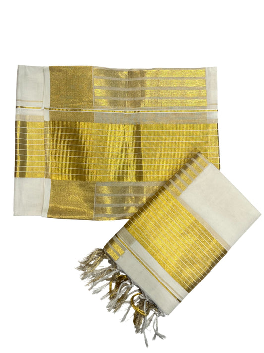 Southloom Super Premium Balaramapuram Handloom Cotton Unakkupaavu Wedding Pudava Set Mundu