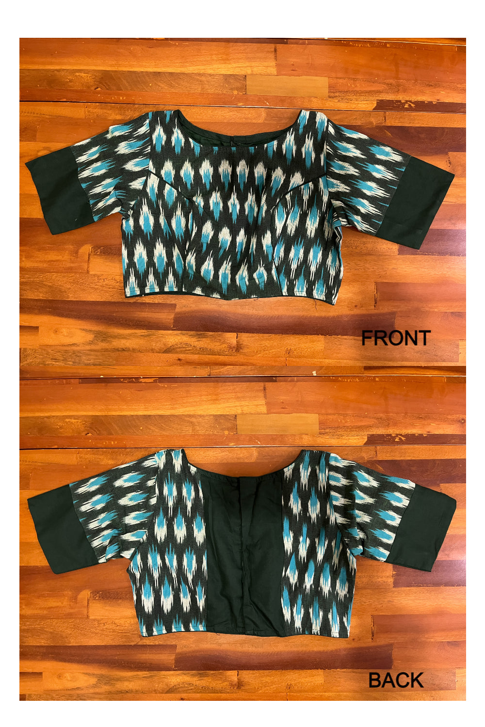 Southloom Green Ikkat Printed Ready Made Blouse