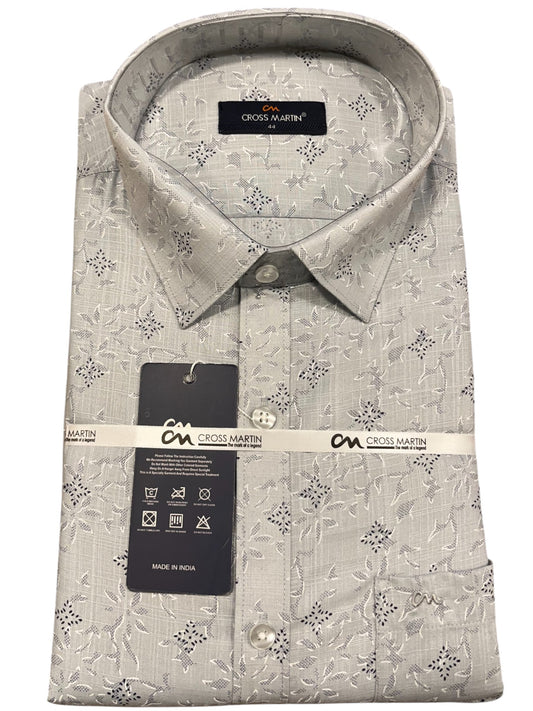 Southloom Pure Cotton Grey Printed Shirt(44 FS)