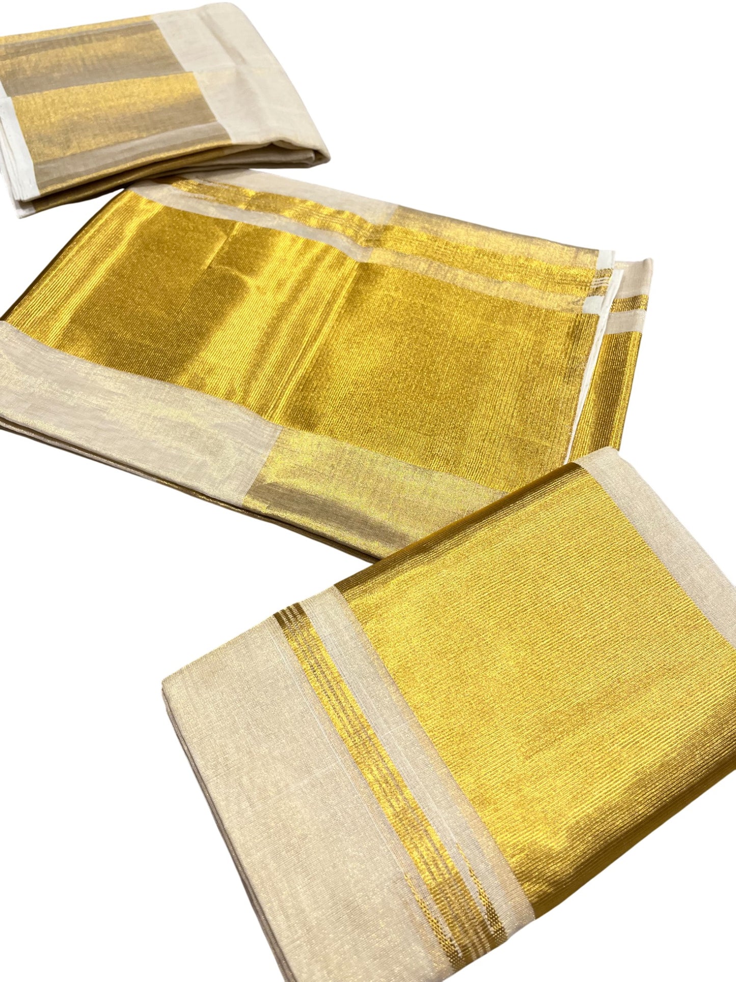 Southloom Premium Handloom Set Mundu with Kasavu and Golden Border(2.80 Mtr)