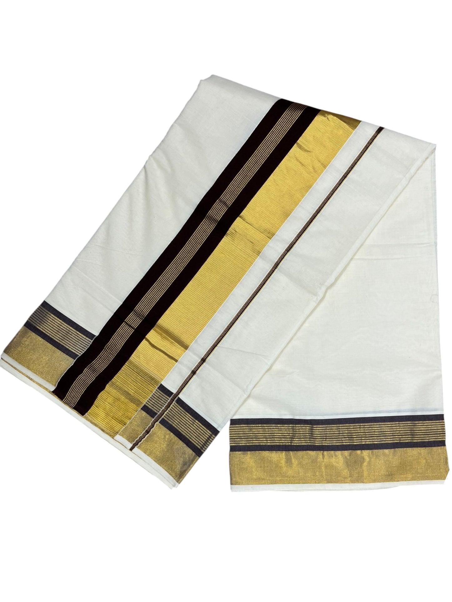 Southloom Kerala Pure Cotton Saree with Kasavu and Brown Border