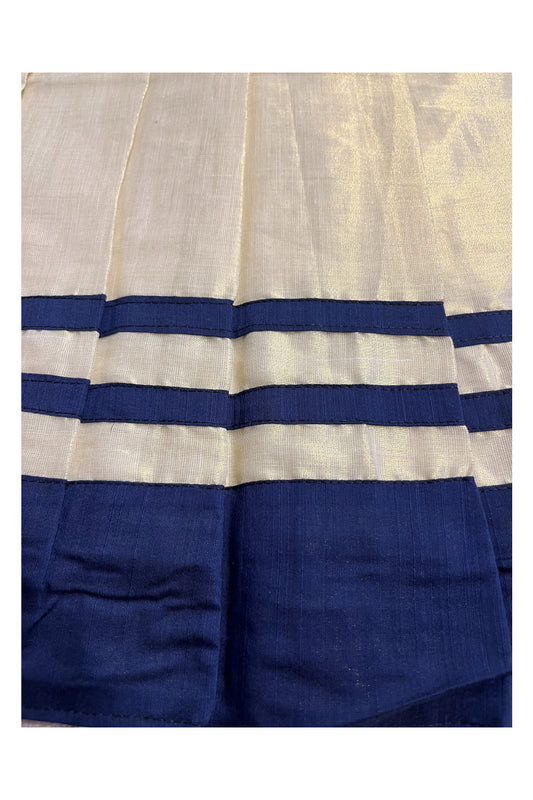 Southloom Semi Stitched Tissue Dhavani Set with Pavada and Blue Blouse Piece