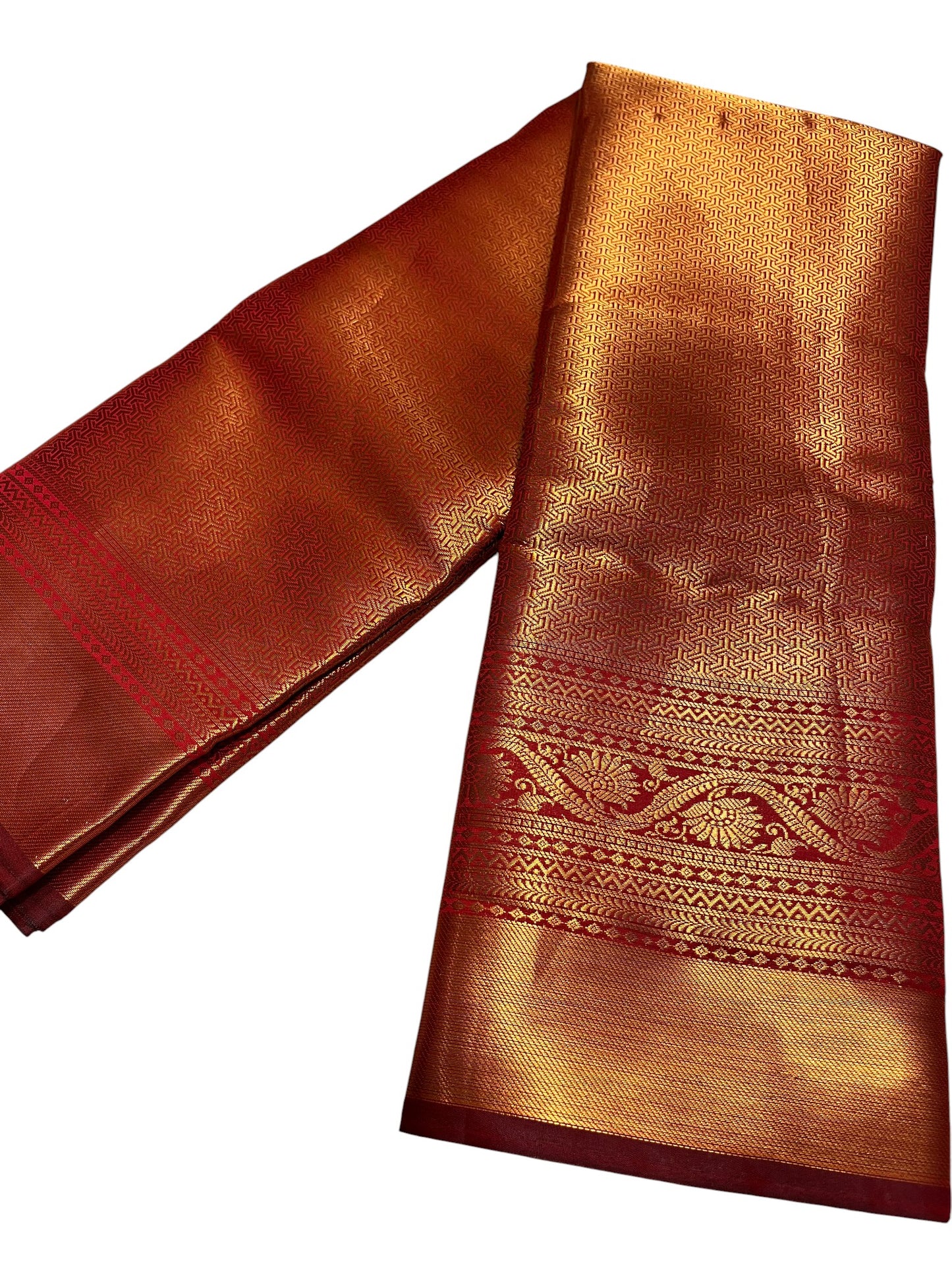 Southloom Premium Semi Silk Zari Work Brocade Saree in Bridal Red with Matching Pallu