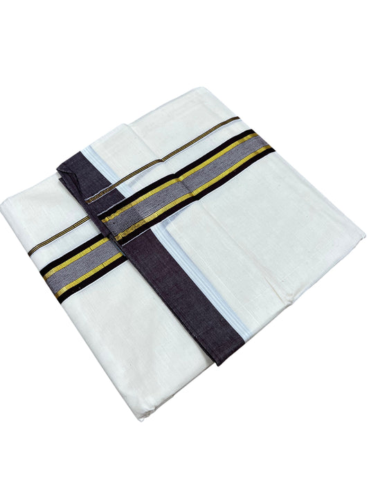 Southloom Pure Cotton Mundu with Brown Border (South Indian Kerala Dhoti)