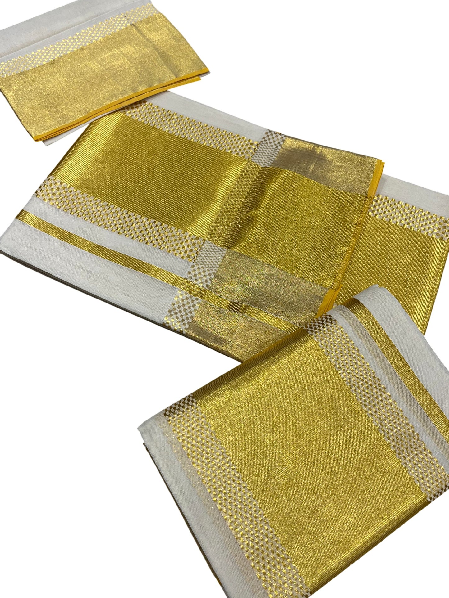 Southloom Premium Handloom Set Mundu with Kasavu and Golden Border (2.80 Mtr)
