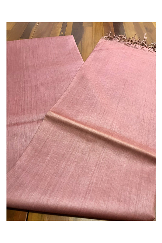 Southloom Premium Tussar Solid Bownish Pink Saree