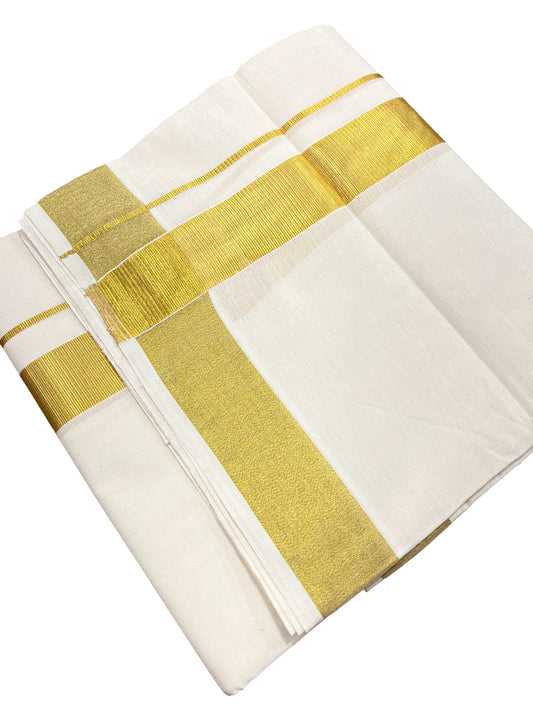 Southloom Kerala Pure Cotton Double Mundu with Kasavu Kara and Border (South Indian Dhoti)