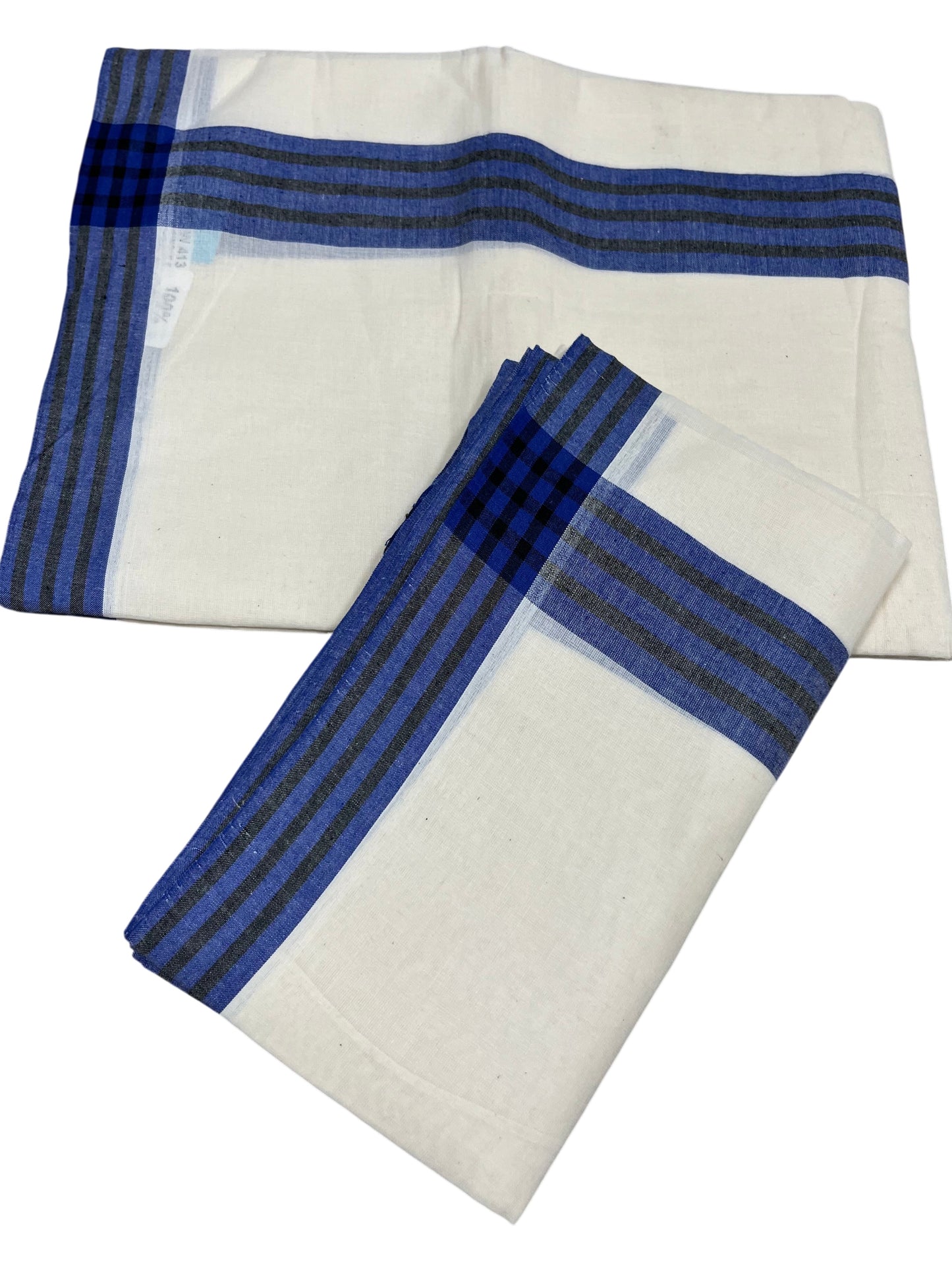 Southloom Kerala Mulloth Cotton Single Mundum Neriyathum with Multicolor Border In 2.80 Mtrs