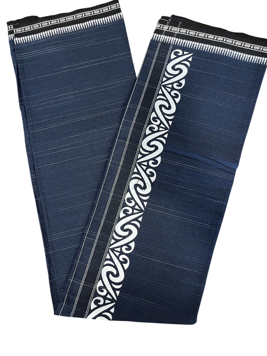 Southloom Blue Printed Single Mundu / Otta Mundu / Lungi (South Indian Kerala Dhoti)