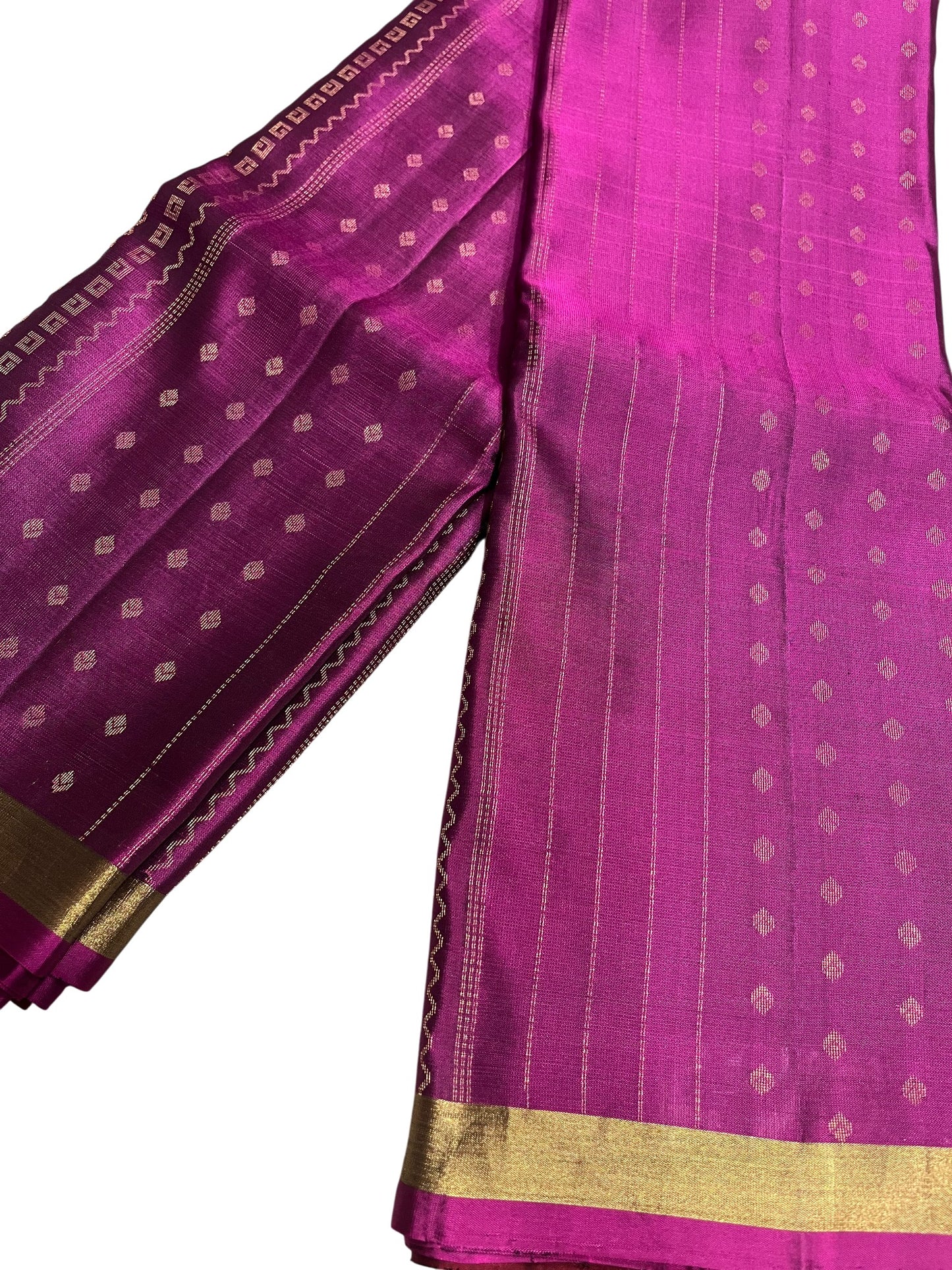 Southloom Pure Handloom Kanchipuram Silk Saree with Korvai Work (Magenta & Maroon)