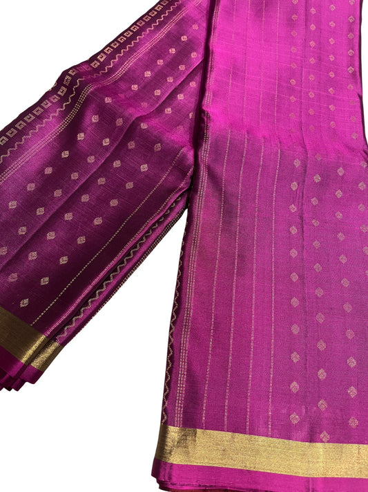 Southloom Pure Handloom Kanchipuram Silk Saree with Korvai Work (Magenta & Maroon)