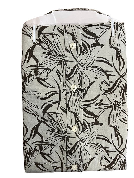 Pure Cotton Gray Printed Shirt (M)