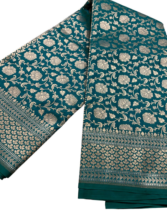 Southloom Pure Banarasi Silk Saree with Woven Work on Body and Borders (Blue)