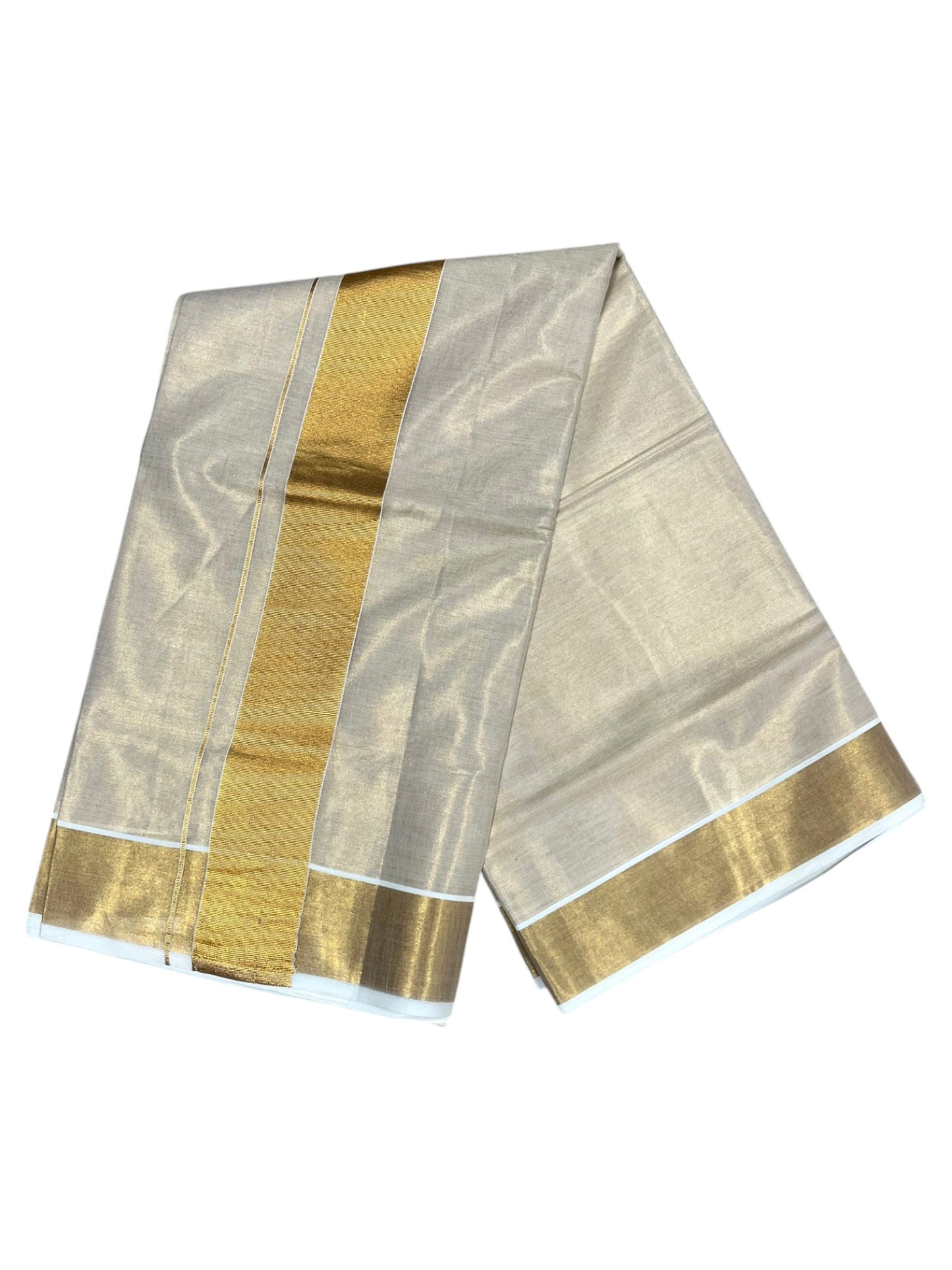 Southloom Kerala Tissue Kasavu Plain Saree With 3 Inch