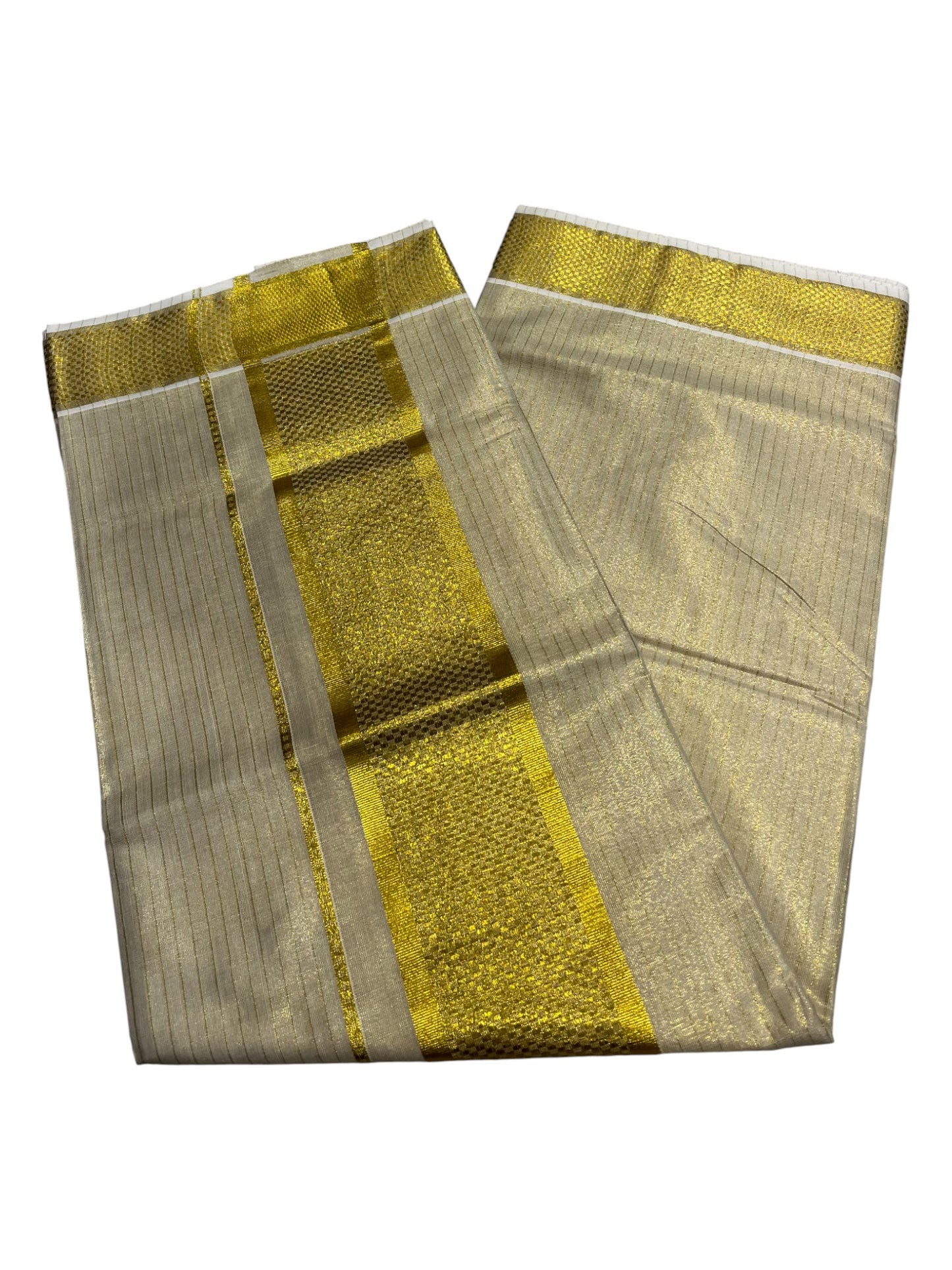 Southloom Kerala Tissu Line Kasavu Saree with Gold  Paa Neythu Border