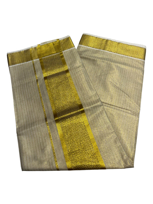 Southloom Kerala Tissu Line Kasavu Saree with Gold  Paa Neythu Border