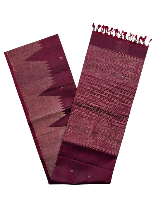 Southloom Pure Handloom Bridal Kanchipuram Silk Saree with Korvai Work (Maroon)