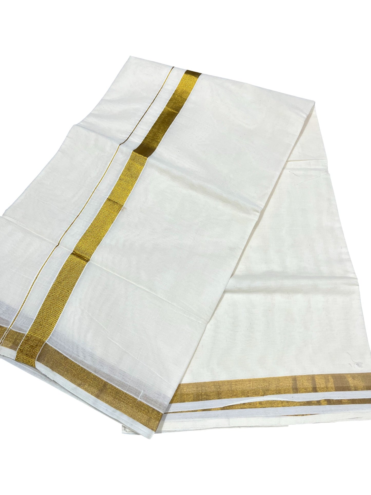 Southloom Pure Cotton Kerala Saree with 1 inch Gold Kasavu Border
