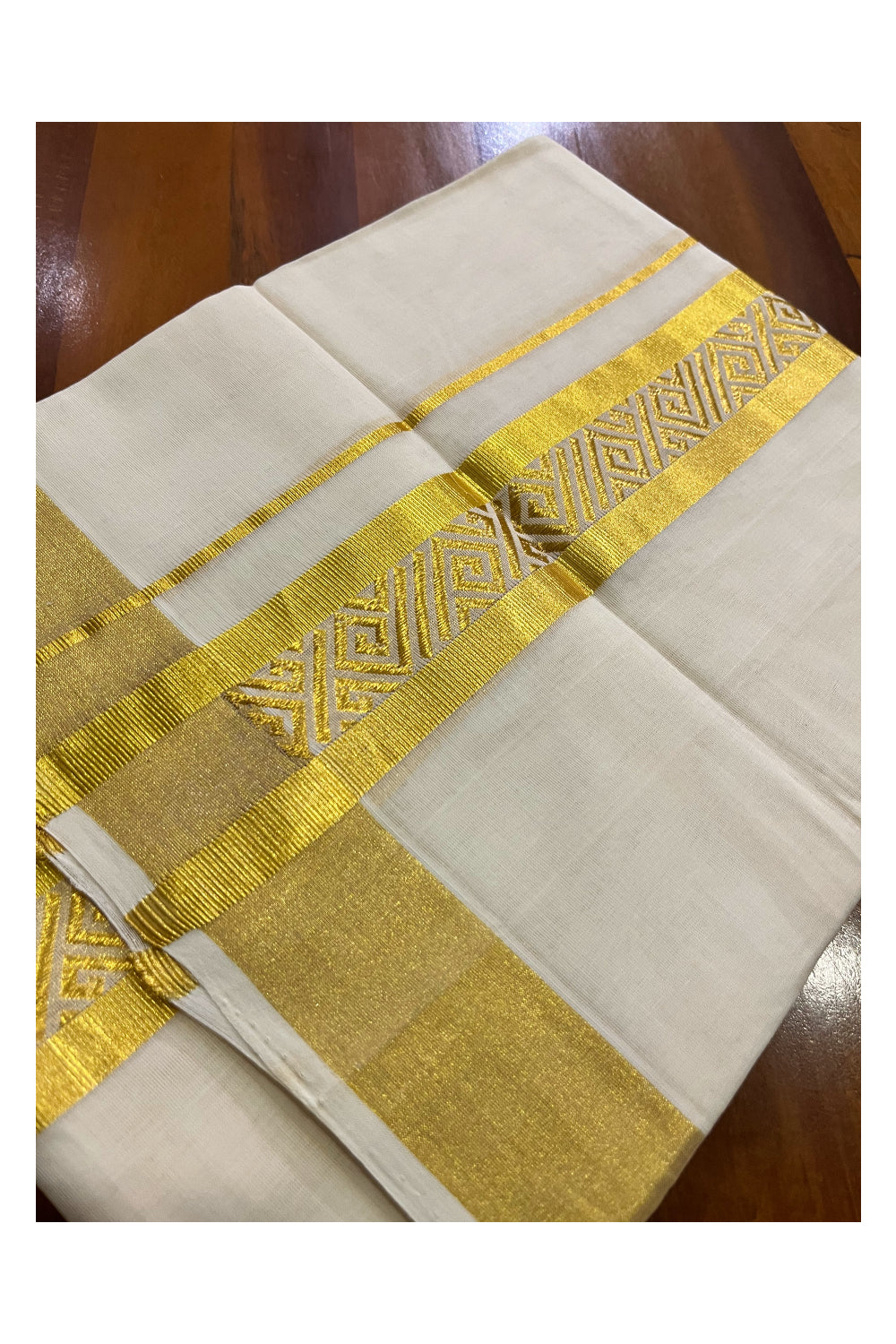 Southloom Premium Handloom Wedding Mundu with Kasavu Woven Border (South Indian Kerala Dhoti)