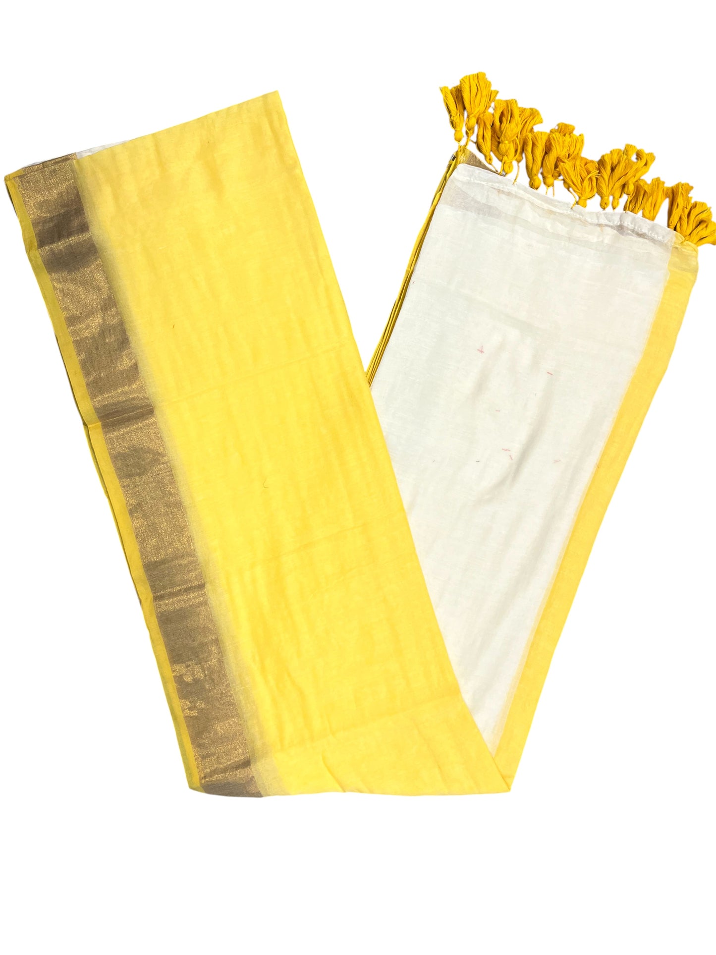 Southloom Mul Cotton 120 x 120 Soft Fabric Saree in Yellow Colour