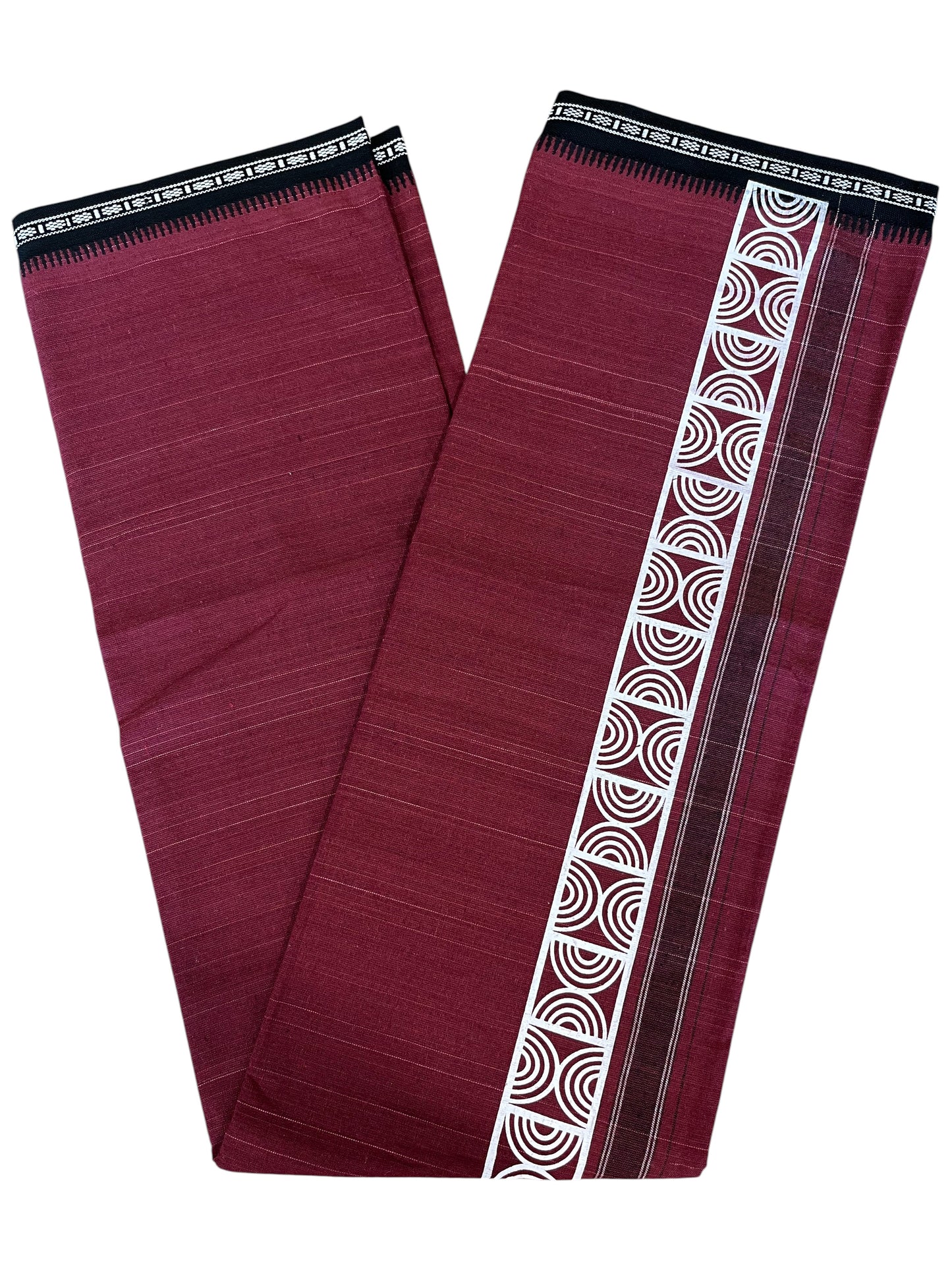 Southloom Maroon Printed Single Mundu / Otta Mundu / Lungi (South Indian Kerala Dhoti)