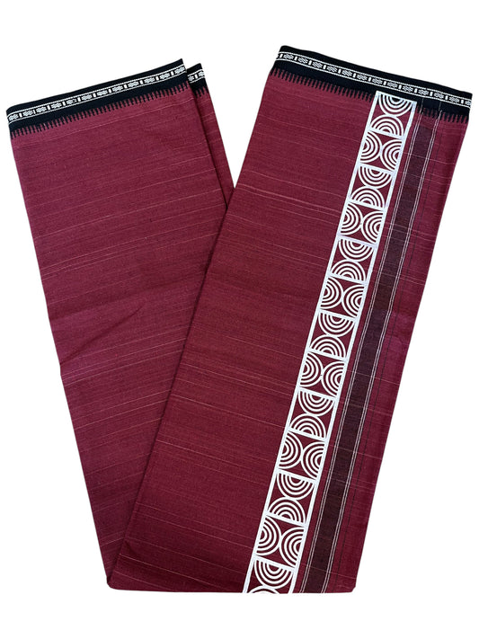 Southloom Maroon Printed Single Mundu / Otta Mundu / Lungi (South Indian Kerala Dhoti)