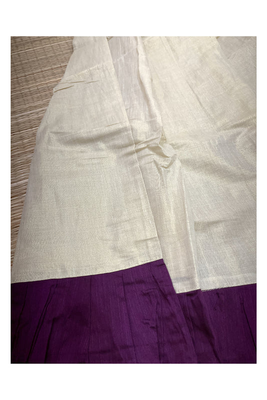 Semi Stitched Pavada Blouse with Tissue and Purple Bead Works