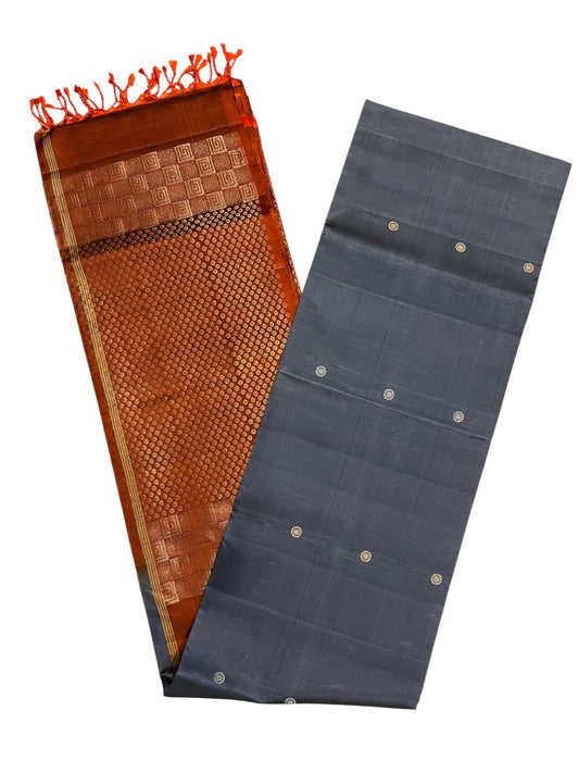 Southloom Pure Handloom Kanchipuram Silk Saree with Butta Work (Maroon & Grey)