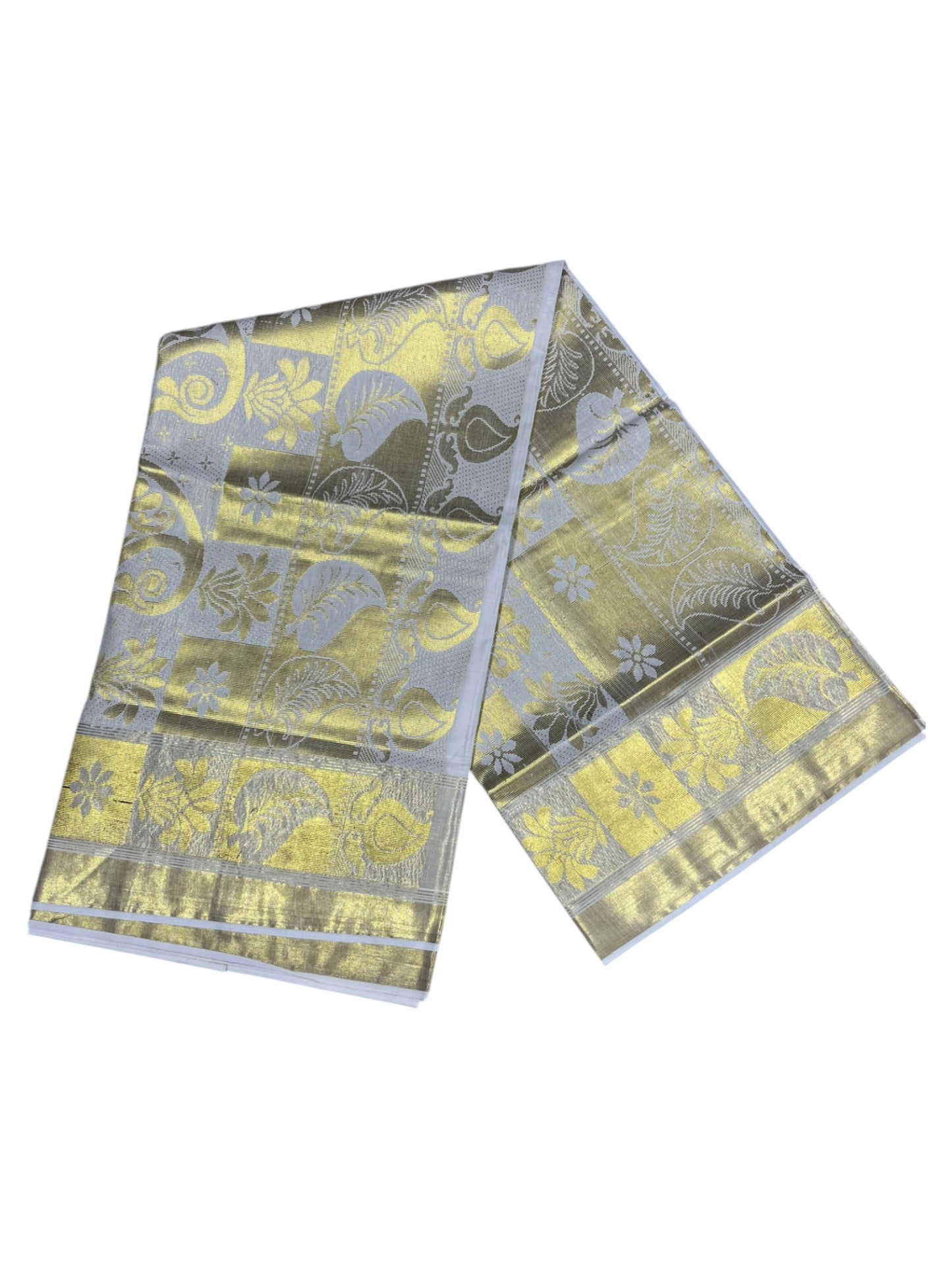 Southloom Kerala Cotton Heavy Paisley Woven Work Kasavu Saree