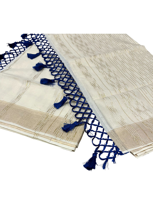 Southloom Kerala Cotton Kasavu Saree with Golden Thread Work