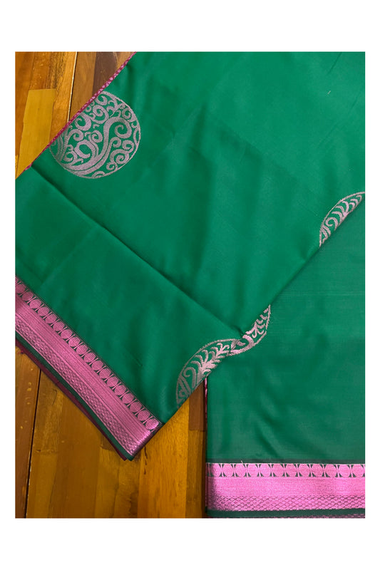 Southloom Soft Silk Green Designer Woven Saree with Heavy Work on Pallu