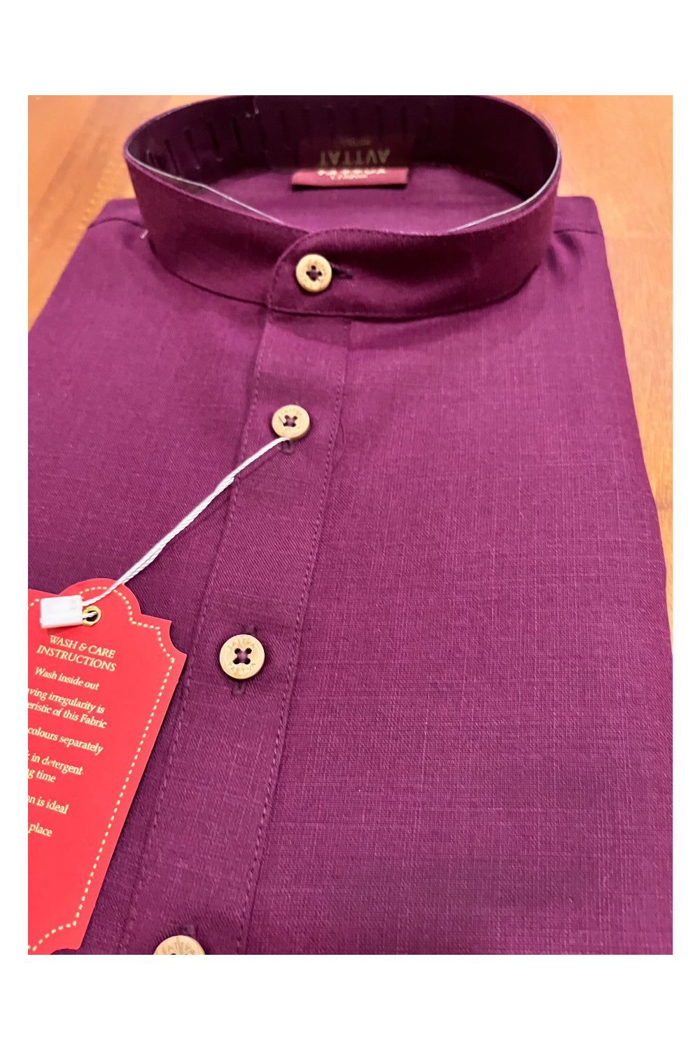 Southloom Cotton Short Kurta for Men in Wine Purple Colour