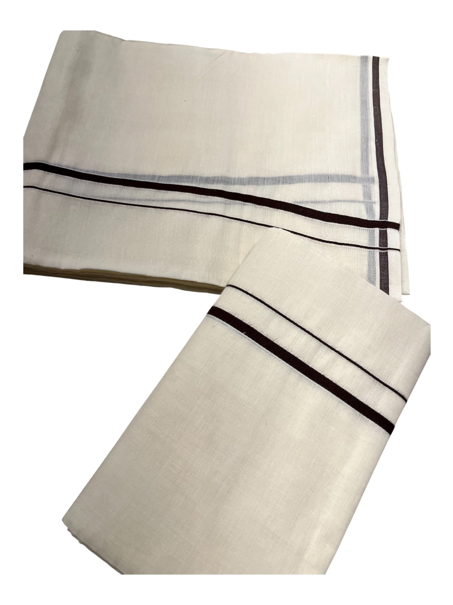 Kerala Cotton Mundum Neriyathum Single (Set Mundu) with Black Puliyilakkara