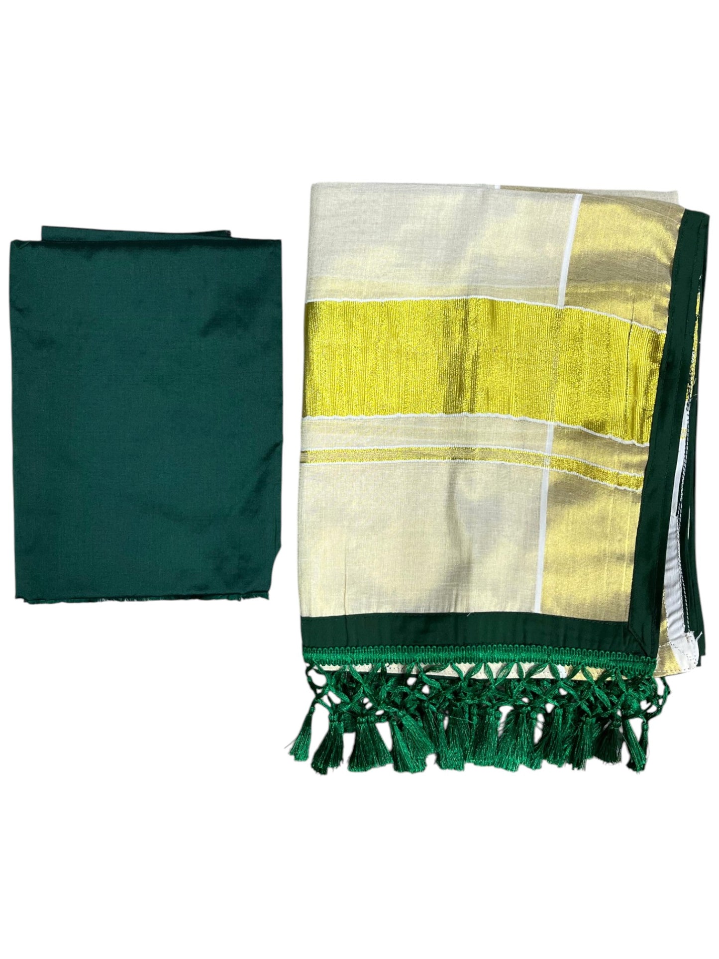 Southloom Semi Stitched Tissue Dhavani Set with Pavada and Green Blouse Piece
