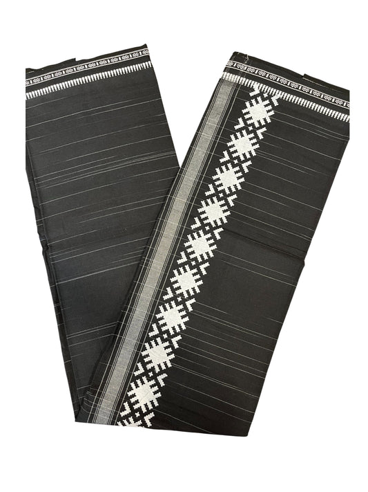 Southloom Black Printed Single Mundu / Otta Mundu / Lungi (South Indian Kerala Dhoti)