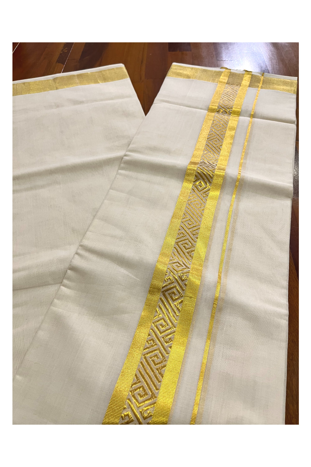 Southloom Premium Handloom Wedding Mundu with Kasavu Woven Border (South Indian Kerala Dhoti)