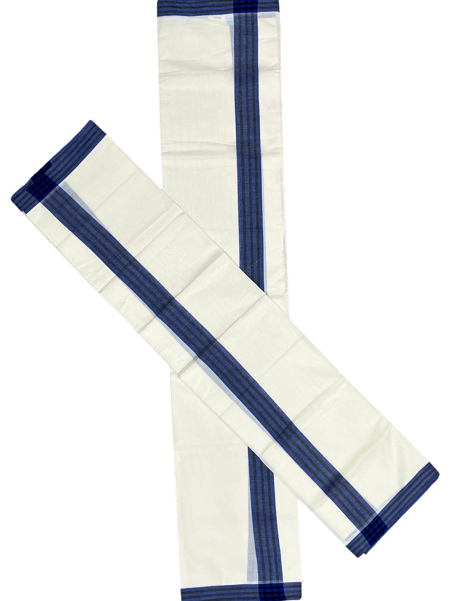 Southloom Kerala Mulloth Cotton Single Mundum Neriyathum with Multicolor Border In 2.80 Mtrs