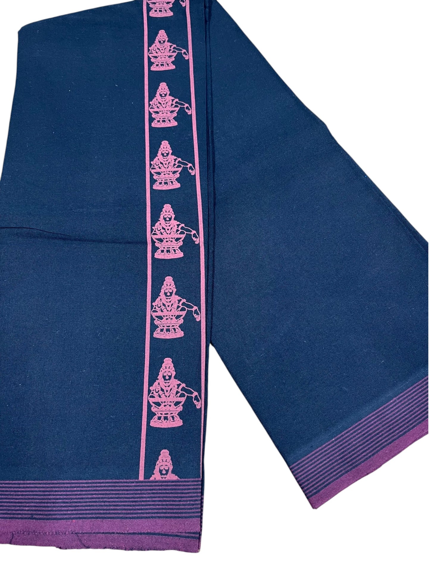 Southloom Black Printed Ayyapan Single Mundu / Otta Mundu  (South Indian Kerala Dhoti)
