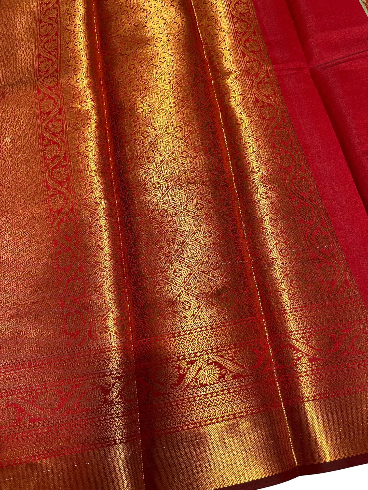 Southloom Premium Semi Silk Zari Work Brocade Saree in Bridal Red with Matching Pallu