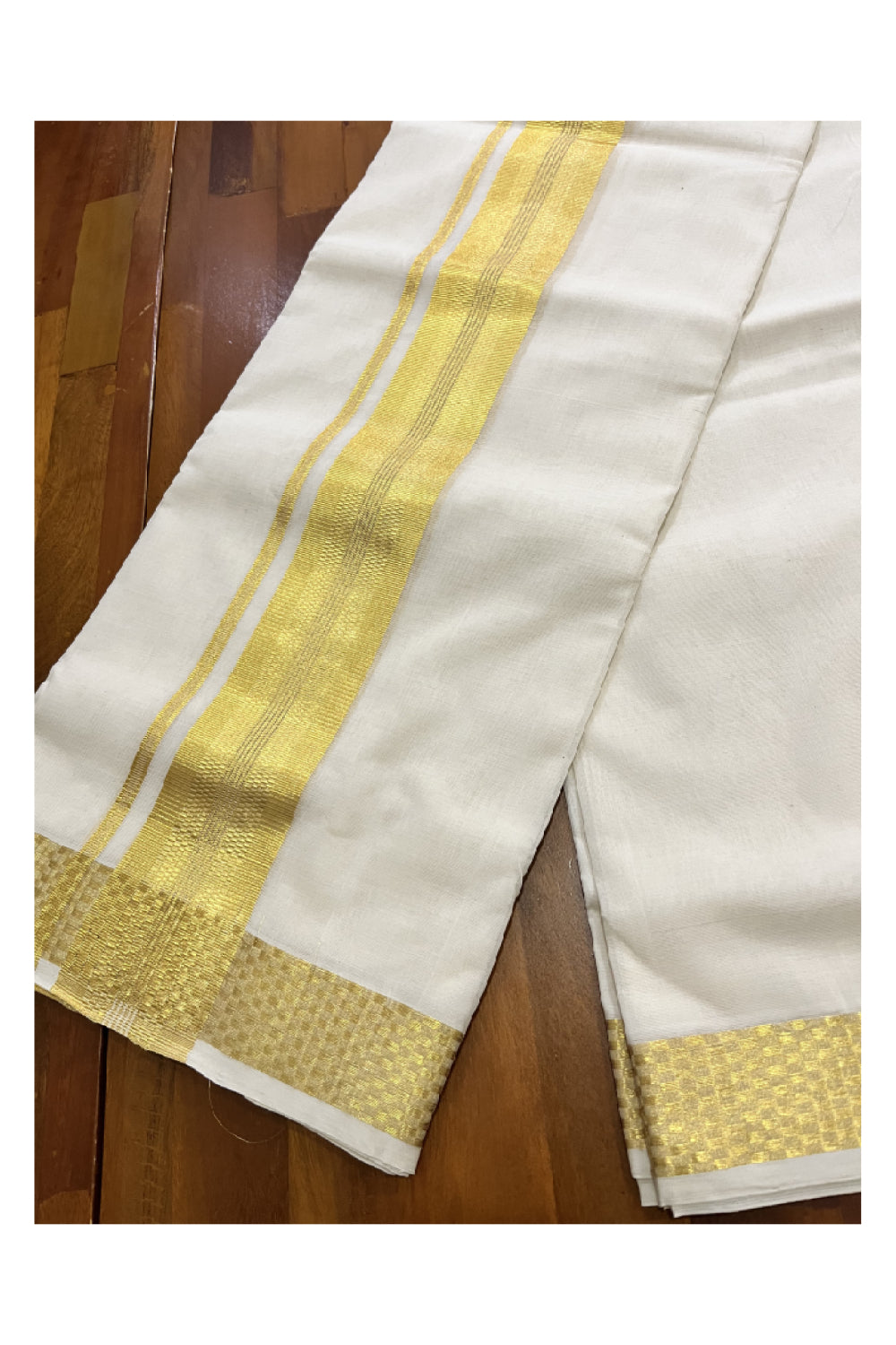 Southloom Super Premium Balaramapuram Unakkupaavu Handloom Double Wedding Mundu with Kasavu Border (Vishu 2024 Collection)