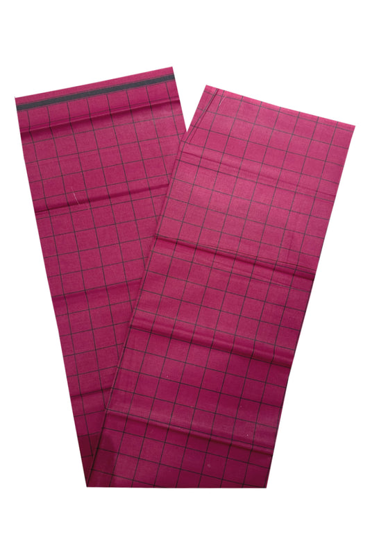 Southloom Maroon Check Design Single Mundu / Lungi (South Indian Kerala Dhoti)