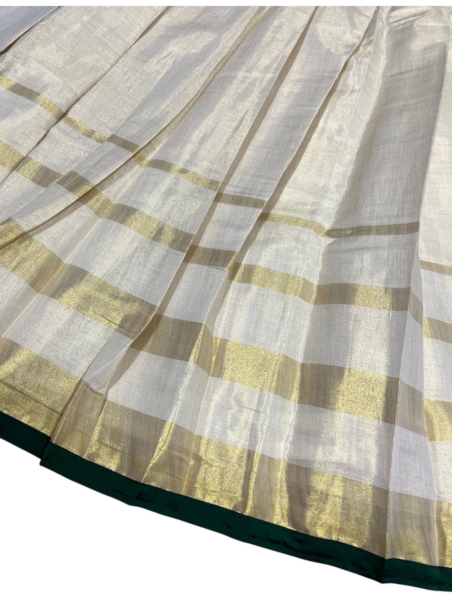 Southloom Semi Stitched Tissue Dhavani Set with Pavada and Green Blouse Piece