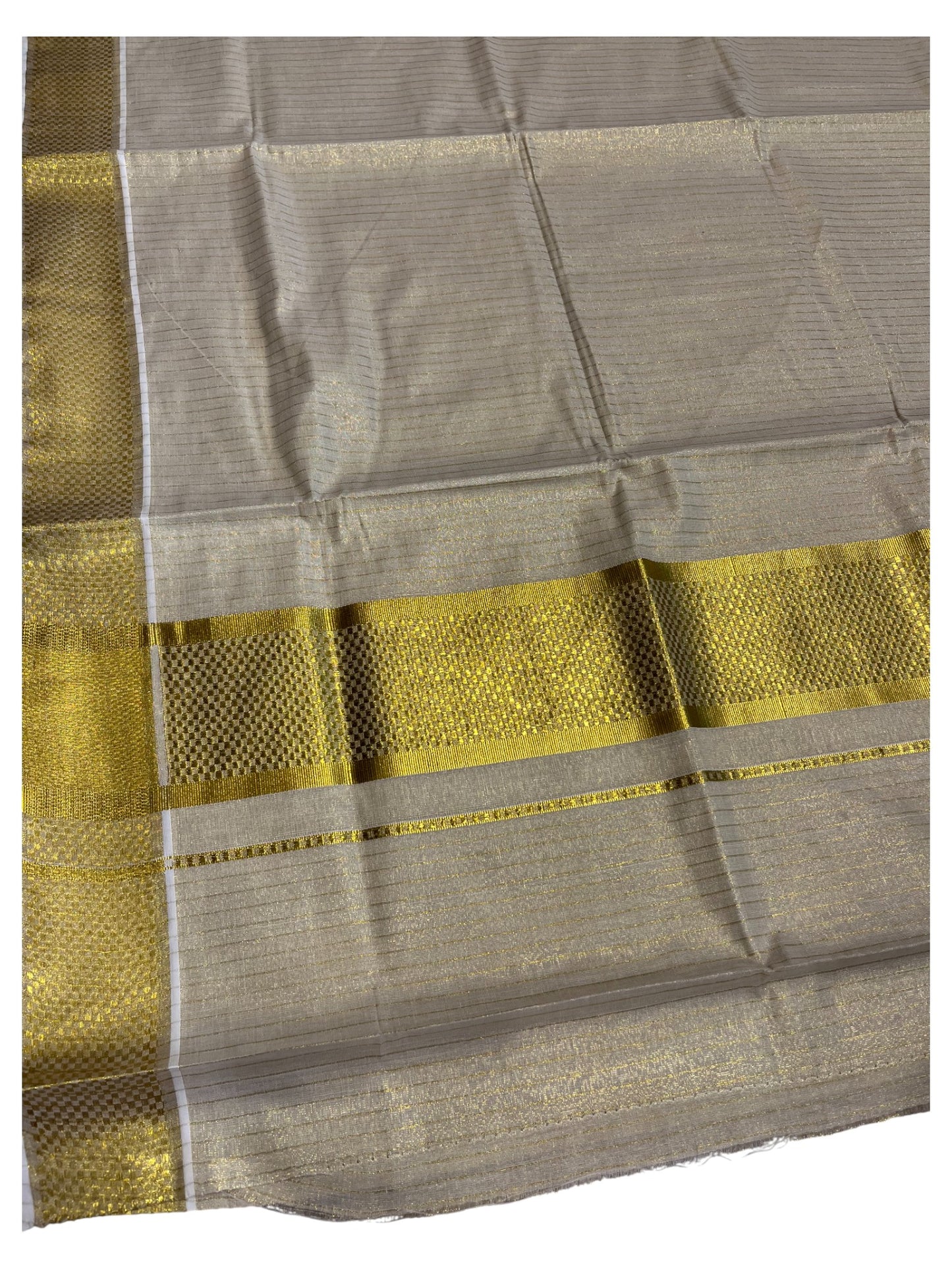 Southloom Kerala Tissu Line Kasavu Saree with Gold  Paa Neythu Border