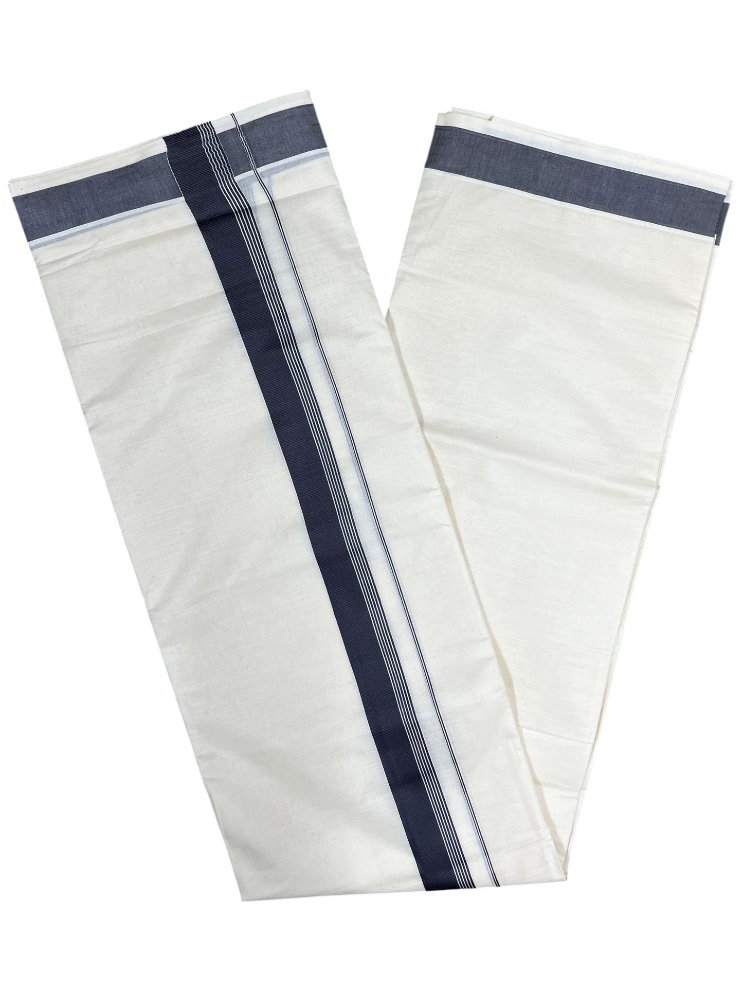 Southloom Pure Cotton Mundu with Grey Border (South Indian Kerala Dhoti)