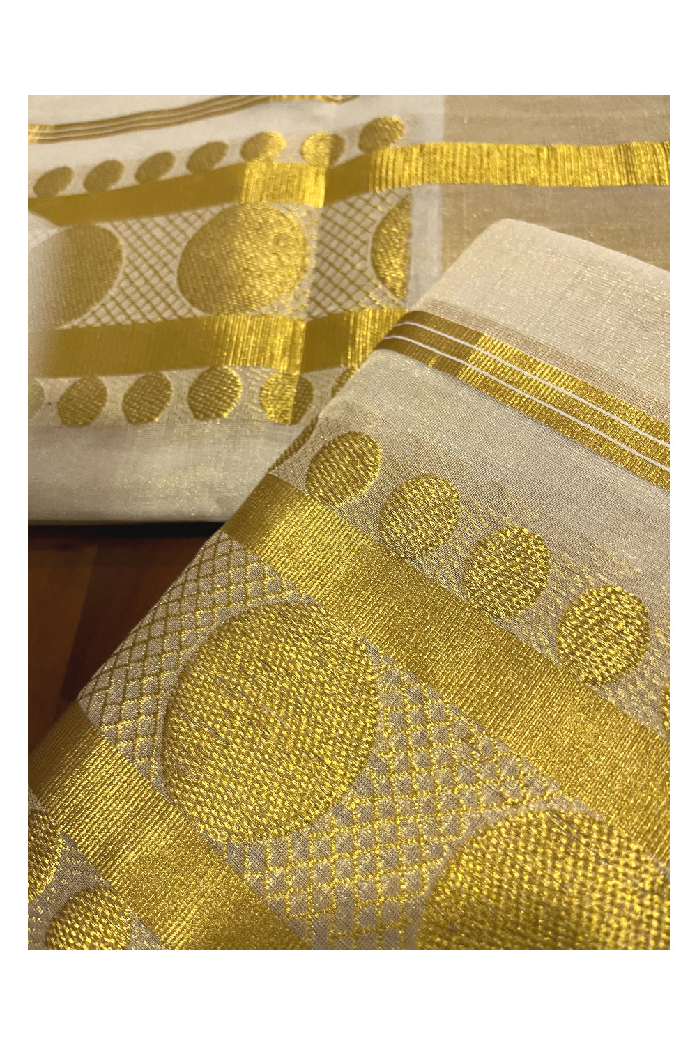 Southloom Premium Handloom Tissue Single Set Mundu with Kasavu Woven Design Border