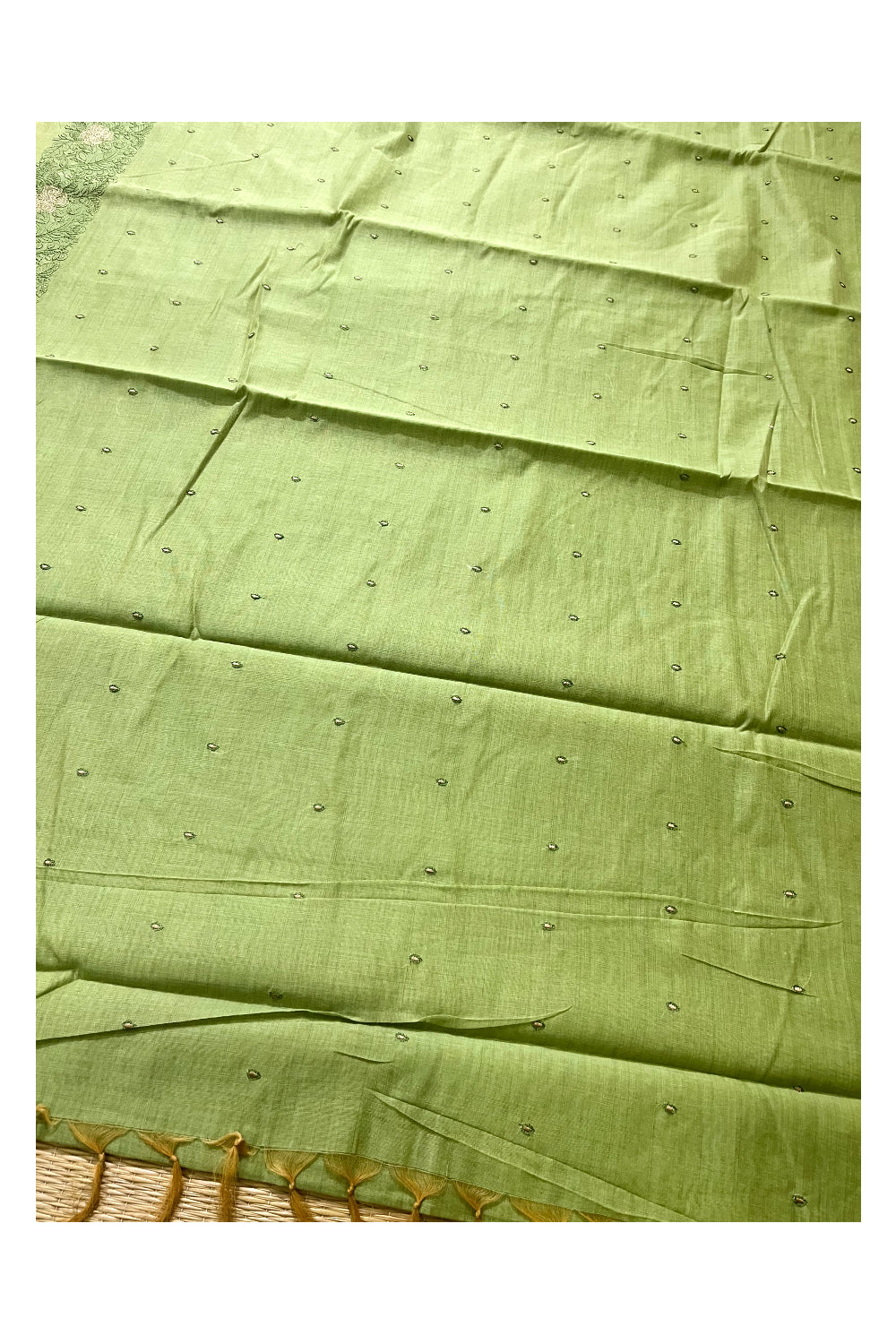 Southloom Cotton Light Green Saree with Embroidered Border