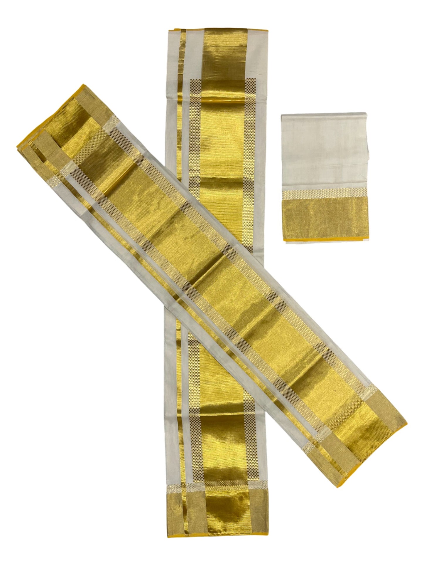 Southloom Premium Handloom Set Mundu with Kasavu and Golden Border (2.80 Mtr)