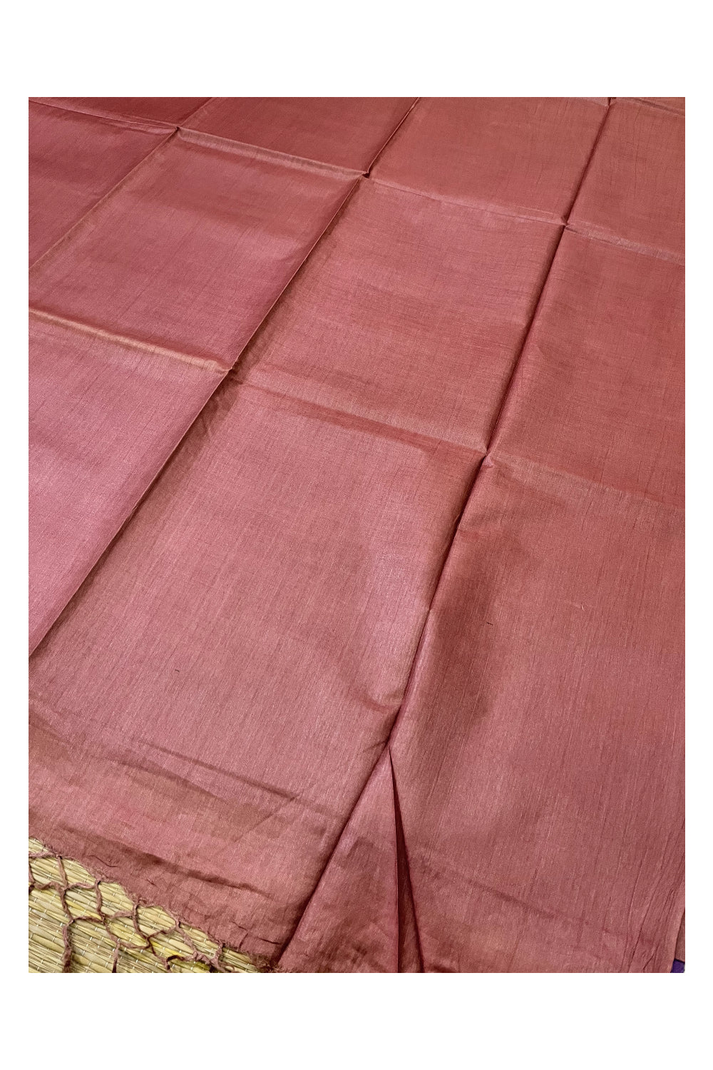 Southloom Premium Tussar Solid Bownish Pink Saree