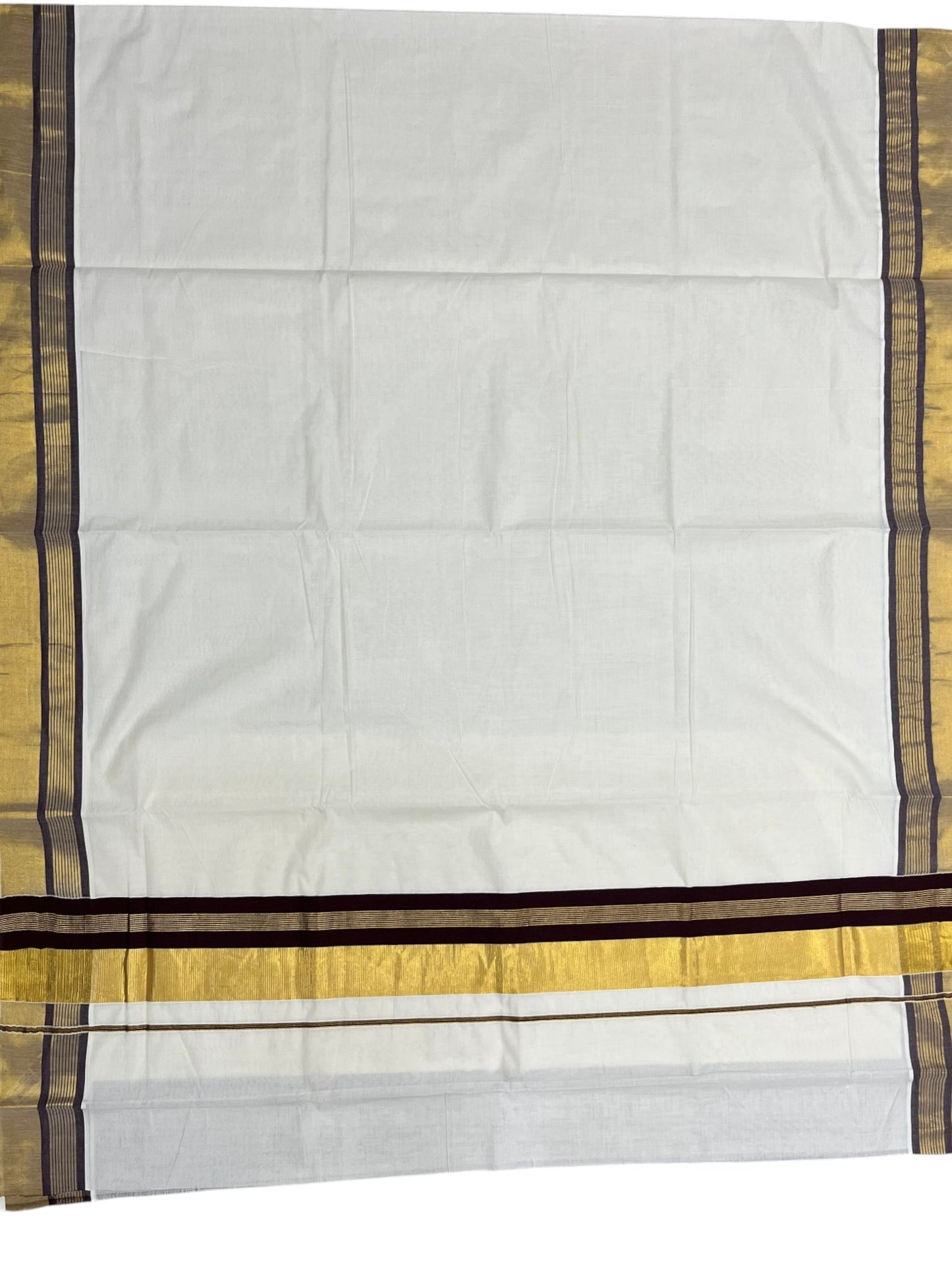 Southloom Kerala Pure Cotton Saree with Kasavu and Brown Border